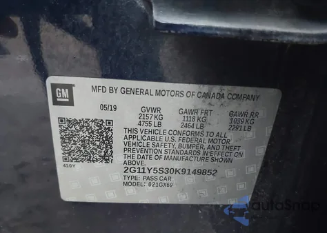 2019 Chevrolet Impala Ls z USA, uszkodzony, nr VIN 2G11Y5S30K9149852